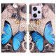 Wallet Phone Case for Xiaomi Redmi Note 12 Pro 5G / Note 12 Pro Speed 5G / Poco X5 Pro 5G . Pattern Printing PU Leather Stand Cover - Blue Butterfly XIAOMI Cases Mobile