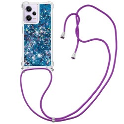 YB Quicksand Series-4 Θήκη Σιλικόνης TPU με Γκλίτερ και Κορδόνι Λαιμού για Xiaomi Redmi Note 12 Pro 5G / Poco X5 Pro 5G - Μπλε