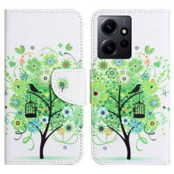 For Xiaomi Redmi Note 12 4G Stand Phone Leather Case Wallet Pattern Printing Phone Cover - Green Tree
