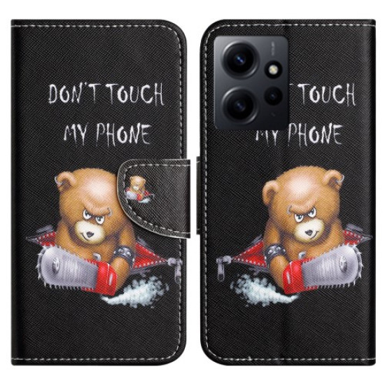 For Xiaomi Redmi Note 12 4G Stand Phone Leather Case Wallet Pattern Printing Phone Cover - Bear XIAOMI Cases Mobile