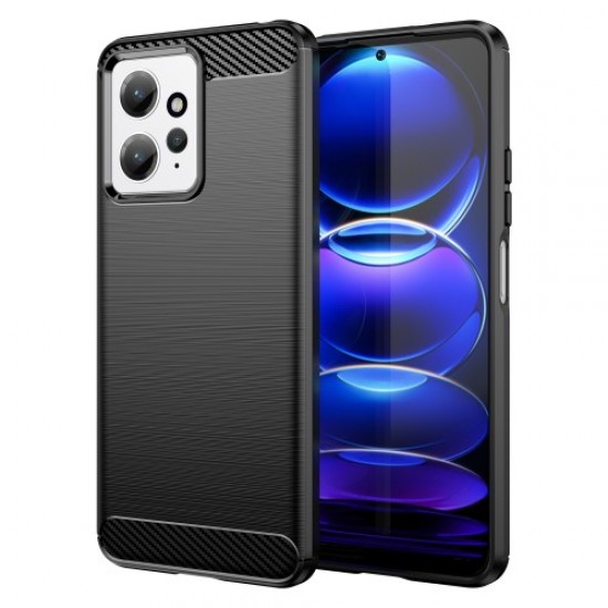 For Xiaomi Redmi Note 12 4G Brushed Phone Case Carbon Fiber Shock Absorption TPU Phone Cover - Black XIAOMI Cases Mobile