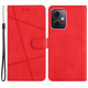 For Xiaomi Redmi Note 12 4G Shockproof Leather Wallet Cover Imprinted Lines Crazy Horse Texture Phone Stand Case with Strap - Red XIAOMI Cases Mobile
