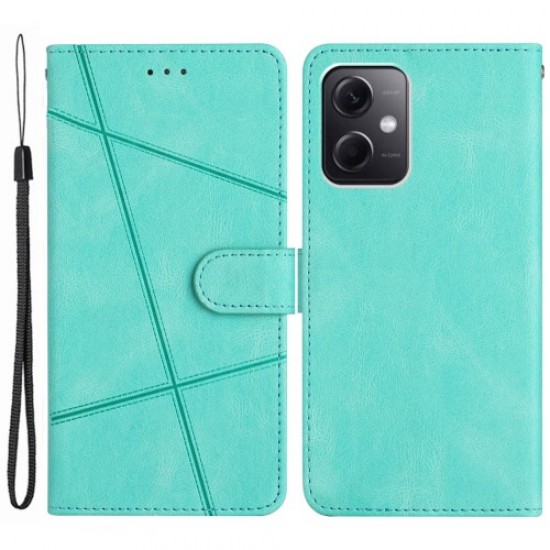 For Xiaomi Redmi Note 12 4G Shockproof Leather Wallet Cover Imprinted Lines Crazy Horse Texture Phone Stand Case with Strap - Green XIAOMI Cases Mobile