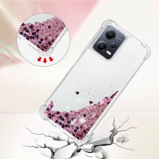 For Xiaomi Redmi Note 12 5G (Global) / (India) / (China) / Poco X5 5G YB Quicksand Series-1 Anti-drop Phone TPU Case Phone Cover - Rose Gold / Hearts XIAOMI Cases Mobile