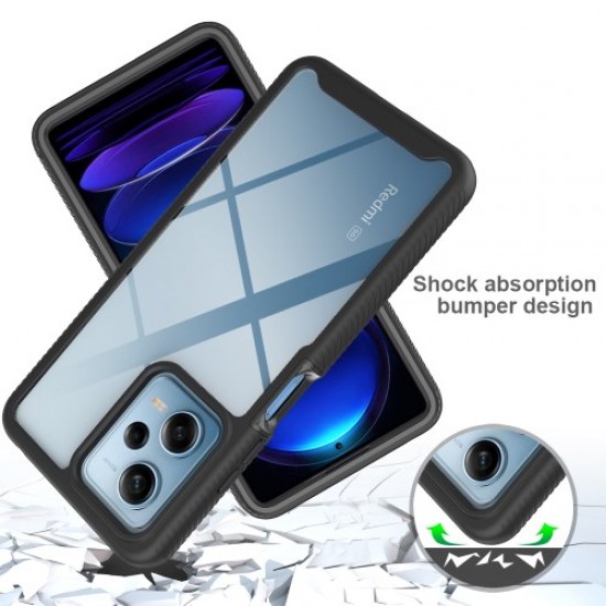 Clear Phone Case for Xiaomi Redmi Note 12 Pro 5G / Note 12 Pro Speed 5G / Poco X5 Pro 5G . PC+TPU Protective Cover with PET Film - Black XIAOMI Cases Mobile