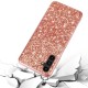 For Samsung Galaxy A14 5G Shiny Glitter Sequins Phone Case Bump Proof Electroplating TPU Frame Hard PC Back Cover - Rose Gold Samsung Cases Mobile