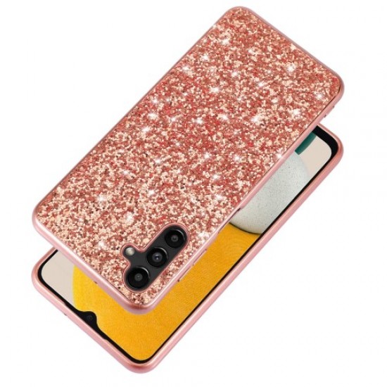 For Samsung Galaxy A14 5G Shiny Glitter Sequins Phone Case Bump Proof Electroplating TPU Frame Hard PC Back Cover - Rose Gold Samsung Cases Mobile
