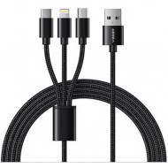 Veger V303 Cable 3 in 1 USB-A Lightning / Type-C / MicroUSB 1,5m - Black