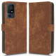 PU Leather Phone Case for TCL 40 SE RFID Blocking Wallet Phone Stand Cover - Brown TCL Mobile Cases