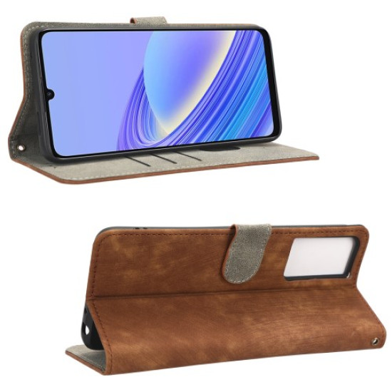 PU Leather Phone Case for TCL 40 SE RFID Blocking Wallet Phone Stand Cover - Brown TCL Mobile Cases