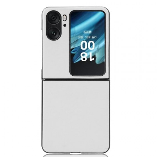 For Oppo Find N2 Flip 5G Drop Resistant PU Leather Coated PC Phone Case Protective Shell - White Oppo Realme Cases Mobile