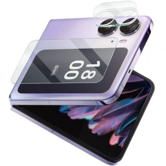 IMAK For Oppo Find N2 Flip 5G Tempered Glass Camera Lens Protector Scratch-proof Integrated Lens Film Set with Back Screen Film Oppo Realme Screen Protectors