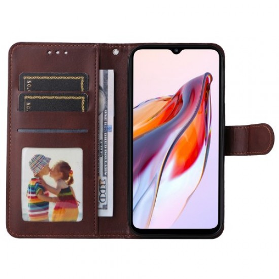 For Xiaomi Redmi 12C 4G / 11A 4G Calf Texture Smartphone Cover PU Leather Wallet Phone Stand Case - Brown XIAOMI Cases Mobile