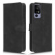Protective Cell Phone Cover For TCL 40R 5G Skin-touch Feeling PU Leather Flip Wallet Case Stand with Wrist Strap - Black TCL Mobile Cases