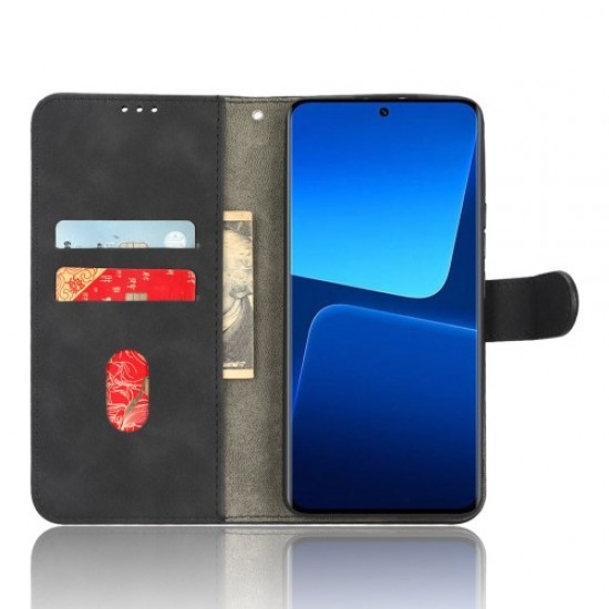 Θήκη Πορτοφόλι με Βάση Στήριξης (Όψη Δέρματος) για Xiaomi 13 Pro 5G - Μαύρο XIAOMI Θήκες Κινητών