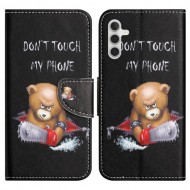 For Samsung Galaxy A34 5G Pattern Printing PU Leather Flip Folio Case Cross Texture Shockproof TPU Inner Shell Wallet Stand Phone Cover - Bear