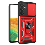 Υβριδική Θήκη Σιλικόνης και Πλαστικού με Πορτάκι Κάμερας και Δαχτυλίδι Κρατήματος για Samsung Galaxy A34 5G - Κόκκινο