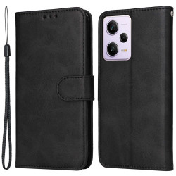 For Xiaomi Redmi Note 12 Pro 5G / Note 12 Pro Speed 5G / Poco X5 Pro 5G Calf Texture PU Leather Case Stand Wallet Phone Protective Cover with Strap - Black
