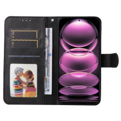 For Xiaomi Redmi Note 12 Pro 5G / Note 12 Pro Speed 5G / Poco X5 Pro 5G Calf Texture PU Leather Case Stand Wallet Phone Protective Cover with Strap - Black