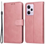 For Xiaomi Redmi Note 12 Pro 5G / Note 12 Pro Speed 5G / Poco X5 Pro 5G Calf Texture PU Leather Case Stand Wallet Phone Protective Cover with Strap - Rose Gold