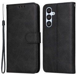 For Samsung Galaxy A54 5G PU Leather Wallet Shockproof Phone Cover Anti-scratch Classic Calf Texture Phone Stand Case with Wrist Strap - Black For Samsung Galaxy A54 5G PU Leather Wallet Shockproof Phone Cover Anti-scratch Classic Calf Texture Phone Stand Case with Wrist Strap - Black