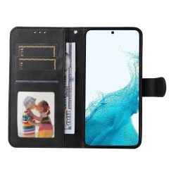 For Samsung Galaxy A54 5G PU Leather Wallet Shockproof Phone Cover Anti-scratch Classic Calf Texture Phone Stand Case with Wrist Strap - Black For Samsung Galaxy A54 5G PU Leather Wallet Shockproof Phone Cover Anti-scratch Classic Calf Texture Phone Stand Case with Wrist Strap - Black