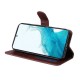 For Samsung Galaxy A54 5G PU Leather Wallet Shockproof Phone Cover Anti-scratch Classic Calf Texture Phone Stand Case with Wrist Strap - Brown Samsung Cases Mobile