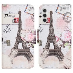 Θήκη Πορτοφόλι με Βάση Στήριξης (Όψη Δέρματος) για Samsung Galaxy A54 5G - Πύργος του Άιφελ