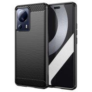 For Xiaomi 13 Lite / Civi 2 5G Carbon Fiber Texture TPU Protective Phone Cover Bump Proof Brushed Mobile Phone Case - Black