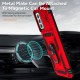 For Samsung Galaxy A52 4G/5G/A52s 5G Slide Camera Protector PC + TPU Phone Case Ring Kickstand Protective Cover - Red Samsung Cases Mobile
