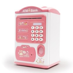 Piggy Bank Toy Electronic Mini ATM Savings Machine with Personal Password and Fingerprint Unlocking Simulation Kids Safe Box - Pink Piggy Bank Toy Electronic Mini ATM Savings Machine with Personal Password and Fingerprint Unlocking Simulation Kids Safe Box - Pink