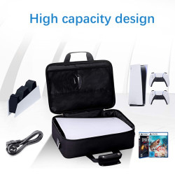 Carrying Case for Sony PS5 Travel Storage Bag for Game Cards Protective Shoulder Bag for Controllers HD/USB Cable Accessories Bag - Black / White Carrying Case for Sony PS5 Travel Storage Bag for Game Cards Protective Shoulder Bag for Controllers HD/USB Cable Accessories Bag - Black / White