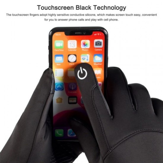 Winter Warm Soft Gloves Fleece Anti-Slip Windproof Waterproof Touchscreen Sports Cycling Skiing Bicycle Outdoor Work Gloves - Black Gadgets - Toys - Hobby