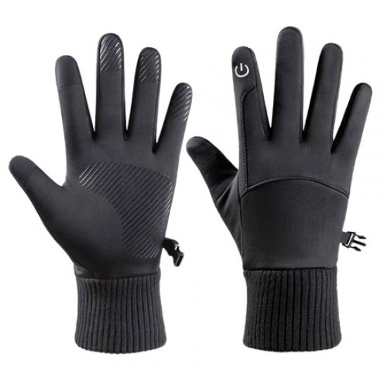 Winter Warm Soft Gloves Fleece Anti-Slip Windproof Waterproof Touchscreen Sports Cycling Skiing Bicycle Outdoor Work Gloves - Black Gadgets - Toys - Hobby