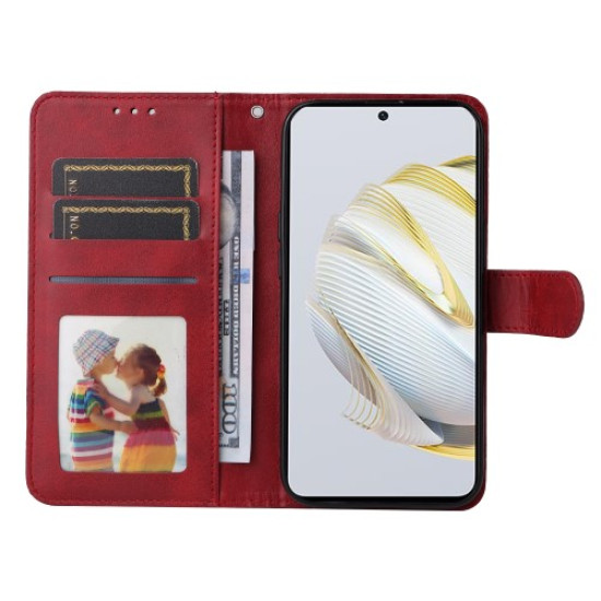 Θήκη Πορτοφόλι με Βάση Στήριξης (Όψη Δέρματος) για Huawei nova 10 SE 4G - Κόκκινο Huawei Θήκες Κινητών