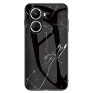 Θήκη Σιλικόνης TPU με Γυάλινη Πλάτη για Huawei nova 10 SE 4G - Μαύρο Μάρμαρο