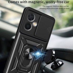 Υβριδική Θήκη Σιλικόνης και Πλαστικού με Πορτάκι Κάμερας και Δαχτυλίδι Κρατήματος για Xiaomi Redmi Note 12 5G / Poco X5 5G - Σκούρο Μπλε