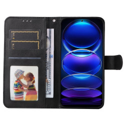 Θήκη Πορτοφόλι με Βάση Στήριξης (Όψη Δέρματος) για Xiaomi Redmi Note 12 5G / Poco X5 5G - Μαύρο