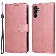 Θήκη Πορτοφόλι με Βάση Στήριξης (Όψη Δέρματος) για Samsung Galaxy A14 5G / 4G - Ροζέ Χρυσαφί