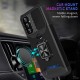 For Samsung Galaxy A14 5G Card Holder Kickstand Phone Case Hard PC Soft TPU Hybrid Cover with Slide Camera Lens Protector - Black Samsung Cases Mobile
