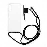 For Samsung Galaxy A14 5G Four Corner Thickened Phone Case Anti-drop Clear Soft TPU Cover with Lanyard