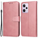 For Xiaomi Redmi Note 12 Pro+ 5G Calf Texture PU Leather Wallet Case Foldable Stand Magnetic Closure Phone Cover with Strap - Rose Gold XIAOMI Cases Mobile