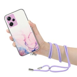 Phone Case for Xiaomi Redmi Note 12 Pro+ 5G. Drop Resistant Marble Pattern Embossing TPU Protector with Lanyard - Purple Phone Case for Xiaomi Redmi Note 12 Pro+ 5G. Drop Resistant Marble Pattern Embossing TPU Protector with Lanyard - Purple