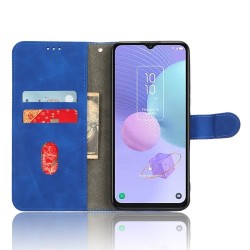 Θήκη Πορτοφόλι με Βάση Στήριξης (Όψη Δέρματος) για TCL 405 - Μπλε