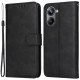 For Realme 10 Pro 5G Full Protection PU Leather Folio Phone Case Calf Texture Magnetic Flip Wallet Stand Phone Cover with Strap - Black Oppo Realme Cases Mobile