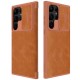 NILLKIN Qin Pro Series for Samsung Galaxy S23 Ultra PU Leather Card Holder Protective Case Slide Lens Protection Phone Cover - Brown Samsung Cases Mobile