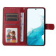 For Samsung Galaxy S23+ Calf Texture Shockproof PU Leather Case Magnetic Clasp Wallet Stand Phone Cover - Red Samsung Cases Mobile