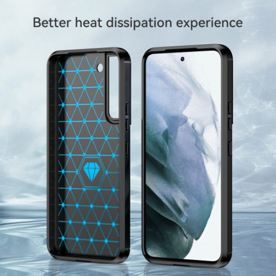 For Samsung Galaxy S23 Shockproof Case Anti-Drop Flexible TPU Phone Back Cover Brushed Carbon Fiber Texture Cell Phone Case - Black Samsung Cases Mobile