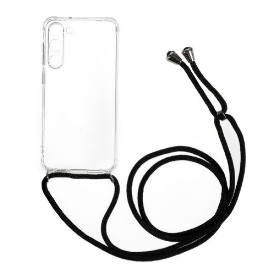 Transparent Phone Cover for Samsung Galaxy S23. Four Corner Anti-drop Soft TPU Anti-scratch Phone Back Case with Lanyard Samsung Cases Mobile