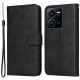 For vivo Y35 4G (2022) / Y22s 4G / Y22 4G Calf Texture Anti-scratch PU Leather Case Stand Wallet Phone Cover with Wrist Strap - Black Vivo mobile Cases
